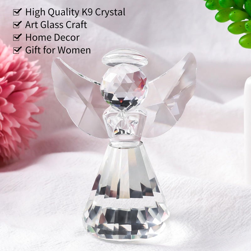 LONGWIN Crystal Angel Figurine Christmas Decorative Clear Glass Home Decor Ornaments Collecible Gift Idea - Image 2
